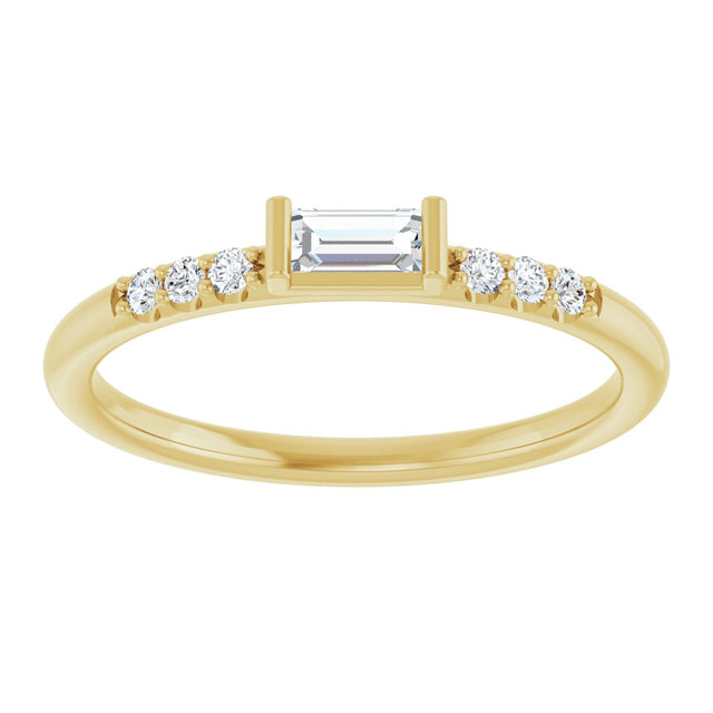 14K Gold Straight Baguette Natural Diamond Stackable Accented Ring - Yellow Gold - view 8