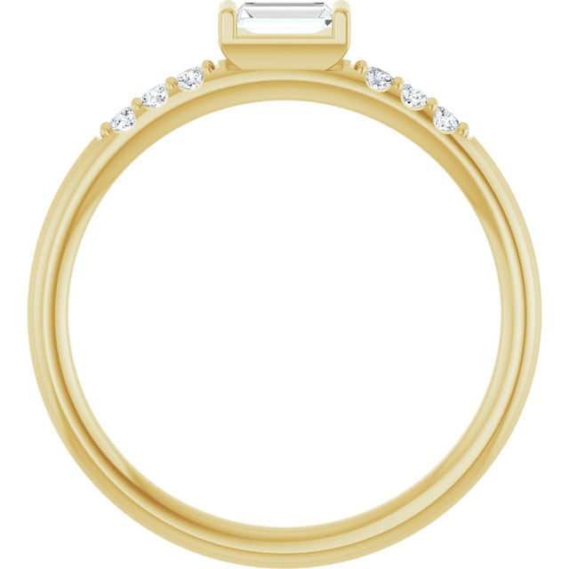 14K Gold Straight Baguette Natural Diamond Stackable Accented Ring - Yellow Gold - view 7