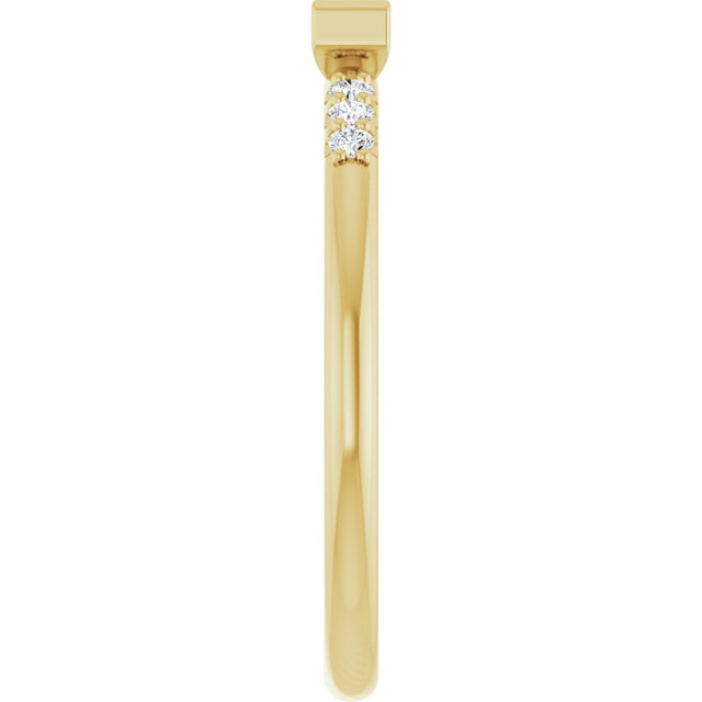 14K Gold Straight Baguette Natural Diamond Stackable Accented Ring - Yellow Gold - view 9