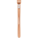 14K Gold Straight Baguette Natural Diamond Stackable Accented Ring - Rose Gold - view 9