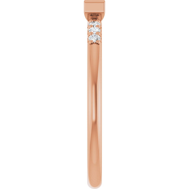 14K Gold Straight Baguette Natural Diamond Stackable Accented Ring - Rose Gold - view 9