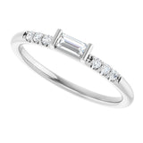 Platinum Straight Baguette Natural Diamond Stackable Accented Ring - view 10