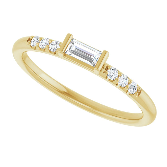14K Gold Straight Baguette Natural Diamond Stackable Accented Ring - Yellow Gold - view 10