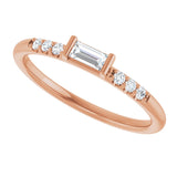 14K Gold Straight Baguette Natural Diamond Stackable Accented Ring - Rose Gold - view 10