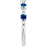Platinum Round Natural Blue Sapphire Stackable Bead Ring – 2.5mm Stones - view 14