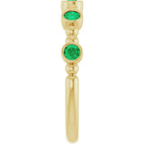14K Gold Round Lab-Grown Emerald Stackable Bead Ring – 2.5mm Stones - Yellow Gold - view 14