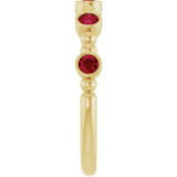14K Gold Round Lab-Grown Ruby Stackable Bead Ring – 2.5mm Stones - Yellow Gold - view 14