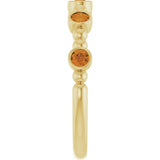 14K Gold Round Natural Citrine Stackable Bead Ring – 2.5mm Stones - Yellow Gold - view 14