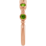 14K Gold Round Natural Peridot Stackable Bead Ring – 2.5mm Stones - Rose Gold - view 14
