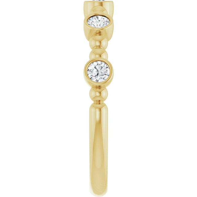 14K Gold Round Natural Diamond Stackable Bead Ring – 2.5mm Stones - Yellow Gold - view 14
