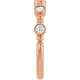14K Gold Round Natural Diamond Stackable Bead Ring – 2.5mm Stones - Rose Gold - view 14