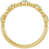14K Gold Round Natural Aquamarine Stackable Bead Ring – 2.5mm Stones - Yellow Gold - view 12