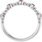 Platinum Round Natural Mozambique Garnet Stackable Bead Ring – 2.5mm Stones - view 12