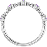Platinum Round Natural Amethyst Stackable Bead Ring – 2.5mm Stones - view 12