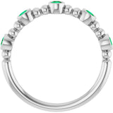 14K Gold Round Lab-Grown Emerald Stackable Bead Ring – 2.5mm Stones - White Gold - view 12