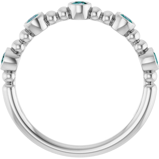Platinum Round Natural Alexandrite Stackable Bead Ring – 2.5mm Stones - view 12