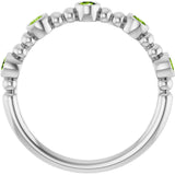Platinum Round Natural Peridot Stackable Bead Ring – 2.5mm Stones - view 12