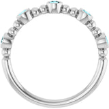 Platinum Round Natural Blue Zircon Stackable Bead Ring – 2.5mm Stones - view 12