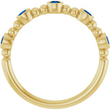 14K Gold Round Natural Blue Sapphire Stackable Bead Ring – 2.5mm Stones - Yellow Gold - view 12