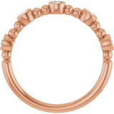 14K Gold Round Natural Diamond Stackable Bead Ring – 2.5mm Stones - Rose Gold - view 12