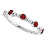 Platinum Round Natural Mozambique Garnet Stackable Bead Ring – 2.5mm Stones - view 15
