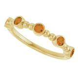 14K Gold Round Natural Citrine Stackable Bead Ring – 2.5mm Stones - Yellow Gold - view 15
