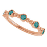 14K Gold Round Lab-Grown Alexandrite Stackable Bead Ring - Rose Gold - view 15