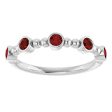 Platinum Round Natural Mozambique Garnet Stackable Bead Ring – 2.5mm Stones - view 13