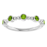 Platinum Round Natural Peridot Stackable Bead Ring – 2.5mm Stones - view 13