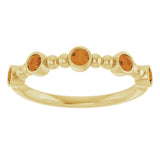 14K Gold Round Natural Citrine Stackable Bead Ring – 2.5mm Stones - Yellow Gold - view 13