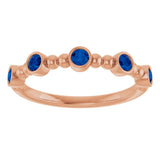 14K Gold Round Natural Blue Sapphire Stackable Bead Ring – 2.5mm Stones - Rose Gold - view 13