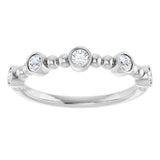 Platinum Round Natural Diamond Stackable Bead Ring – 2.5mm Stones - view 13