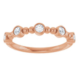 14K Gold Round Natural Diamond Stackable Bead Ring – 2.5mm Stones - Rose Gold - view 13