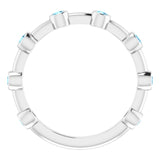 14K Gold Round Natural Aquamarine Bezel-Set Bar Ring - White Gold - view 13