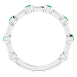 14K Gold Round Natural Emerald Bezel-Set Bar Ring - White Gold - view 13