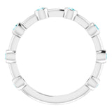 14K Gold Round Natural Blue Zircon Bezel-Set Bar Ring - White Gold - view 13
