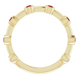 14K Gold Round Natural Mozambique Garnet Bezel-Set Bar Ring - Yellow Gold - view 13