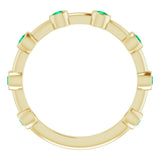 14K Gold Round Natural Emerald Bezel-Set Bar Ring - Yellow Gold - view 13