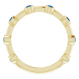 14K Gold Round Natural Blue Sapphire Bezel-Set Bar Ring - Yellow Gold - view 13