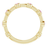 14K Gold Round Natural Pink Tourmaline Bezel-Set Bar Ring - Yellow Gold - view 13