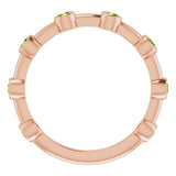 14K Gold Round Natural Peridot Bezel-Set Bar Ring - Rose Gold - view 13