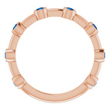14K Gold Round Natural Blue Sapphire Bezel-Set Bar Ring - Rose Gold - view 13