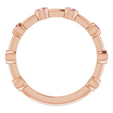 14K Gold Round Natural Pink Tourmaline Bezel-Set Bar Ring - Rose Gold - view 13