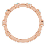 14K Gold Round Natural Blue Zircon Bezel-Set Bar Ring - Rose Gold - view 13