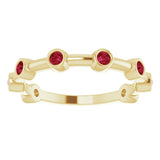 14K Gold Round Natural Ruby Bezel-Set Bar Ring - Yellow Gold - view 15