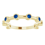 14K Gold Round Natural Blue Sapphire Bezel-Set Bar Ring - Yellow Gold - view 15