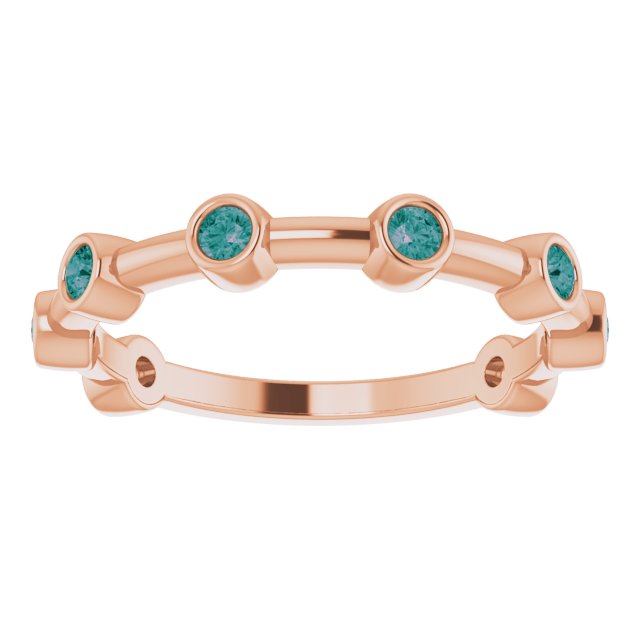 14K Gold Round Natural Alexandrite Bezel-Set Bar Ring - Rose Gold - view 15