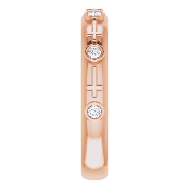 14K Gold Round Natural Diamond Bezel-Set Cross Ring - Rose Gold - view 14
