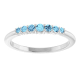 Platinum Round Natural Aquamarine Accented Stackable Ring – 2.25mm Stones - view 13