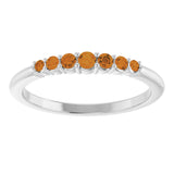 14K Gold Round Natural Citrine Accented Stackable Ring – 2.25mm Stones - White Gold - view 13